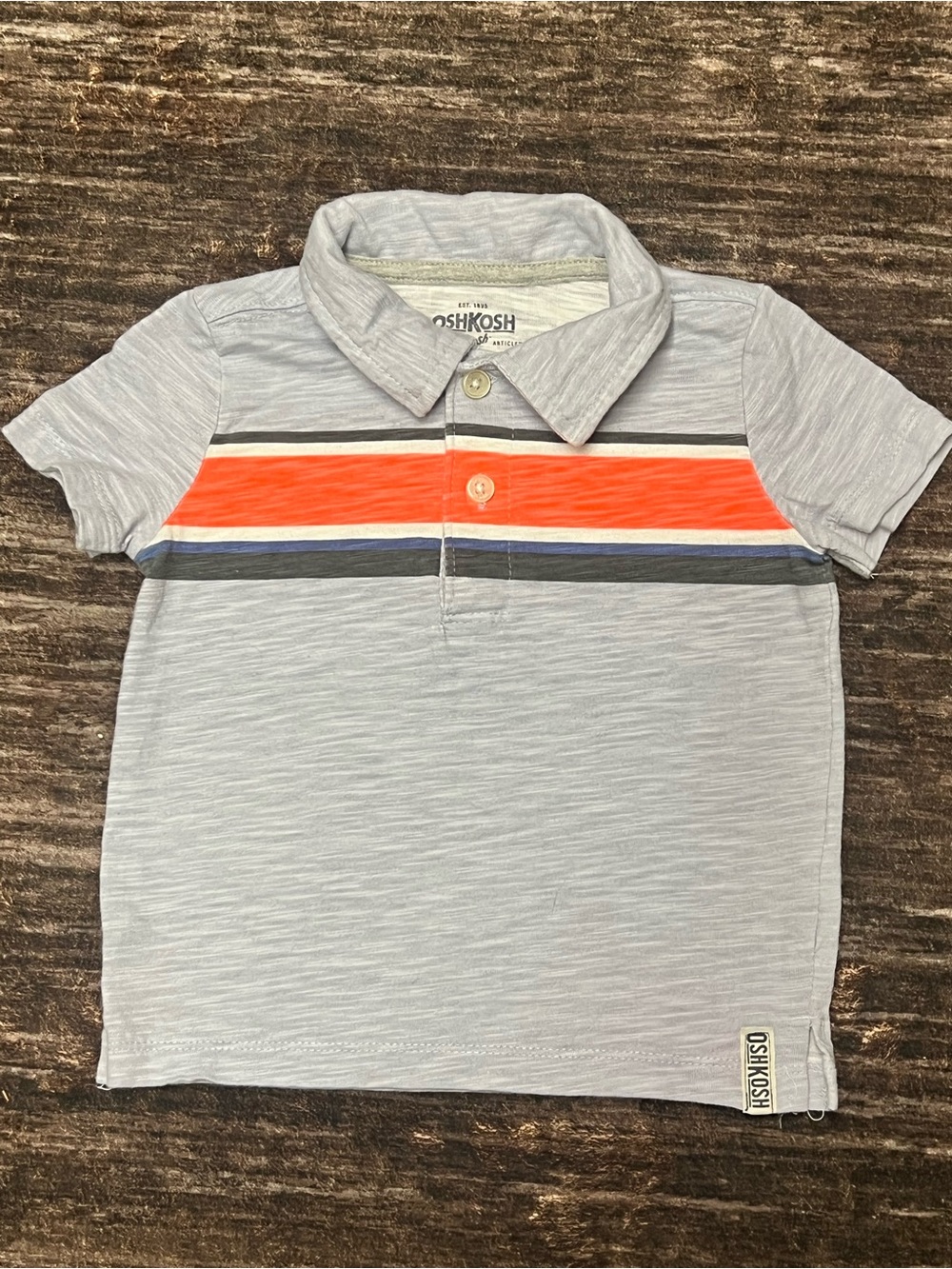 OshKosh B'gosh Light Gray Polo with Bright Orange Stripe - Kids